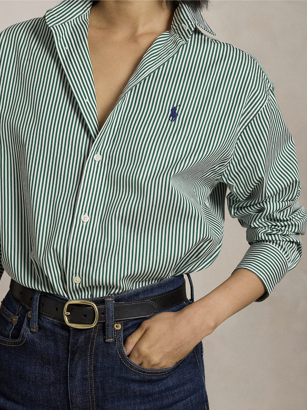 2026 New Arrival Camicia a Righe Verde/Bianco