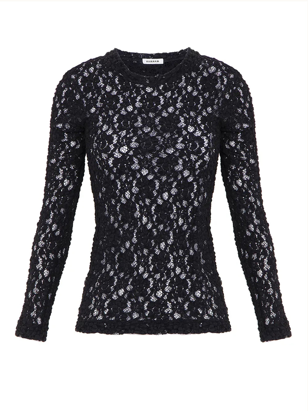 2026 New Arrival Blusa in Pizzo Girocollo Nero