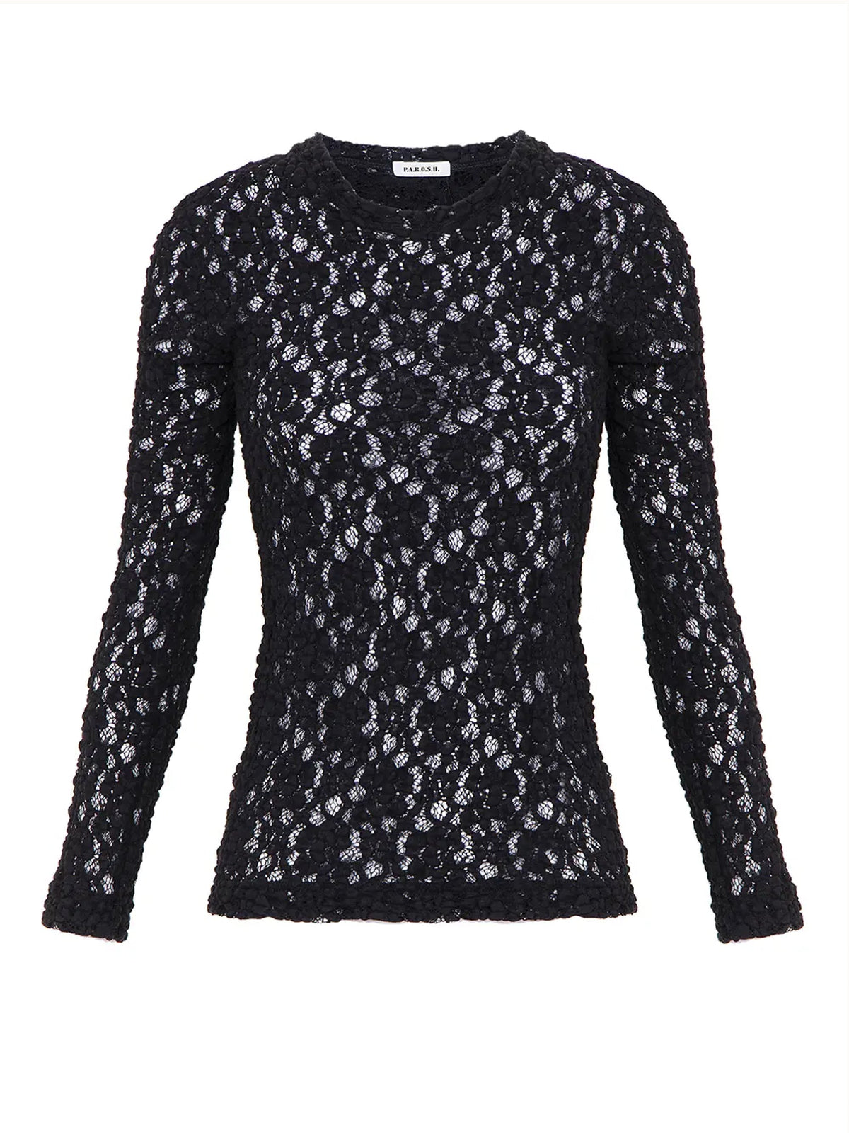 2026 New Arrival Blusa in Pizzo Girocollo Nero