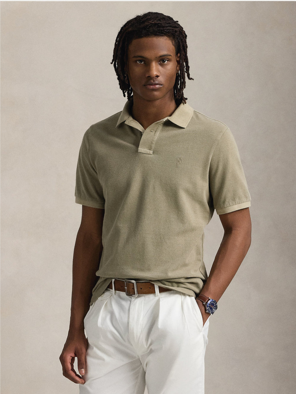 2026 New Arrival Polo Tinta in Capo Custom Slim Fit Oliva