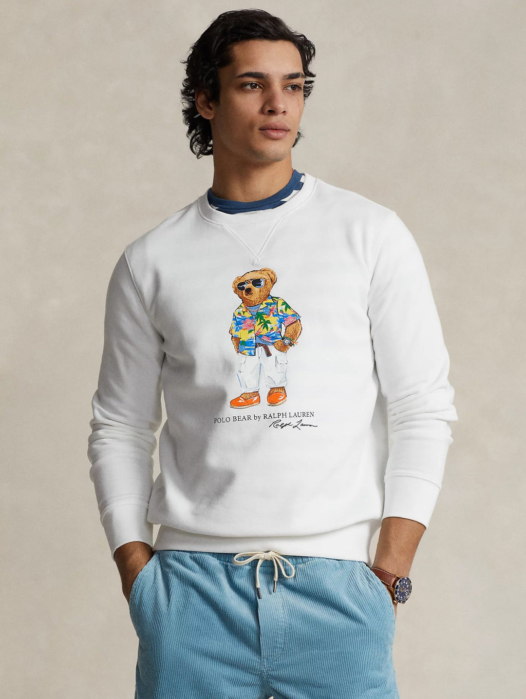 2026 New Arrival Felpa Girocollo con Polo Bear Bianco