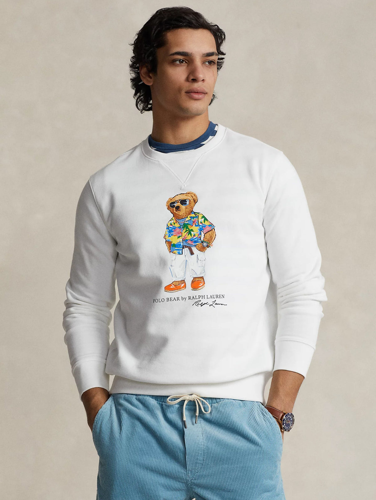 2026 New Arrival Felpa Girocollo con Polo Bear Bianco