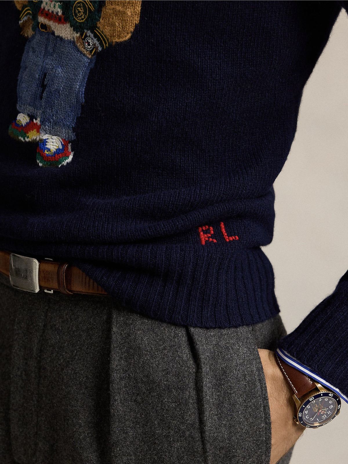 2026 New Arrival Maglione Polo Bear in Misto Cashmere Blu