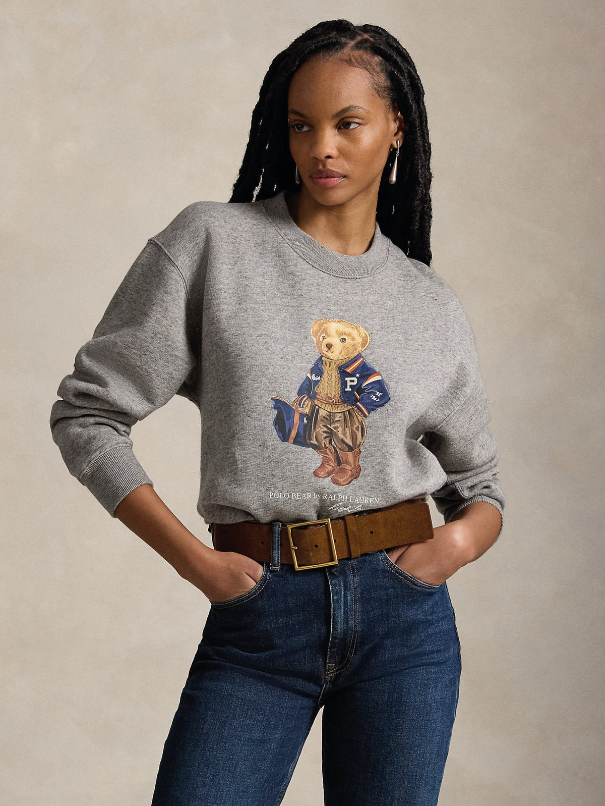 2026 New Arrival Felpa Girocollo in Pile con Polo Bear Grigio