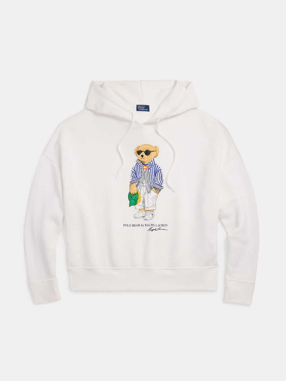 2026 New Arrival Felpa con Cappuccio e Stampa Polo Bear Bianco