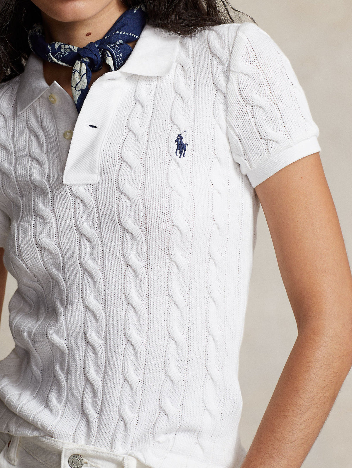 2026 New Arrival Polo in Maglia a Trecce Slim Fit Bianco