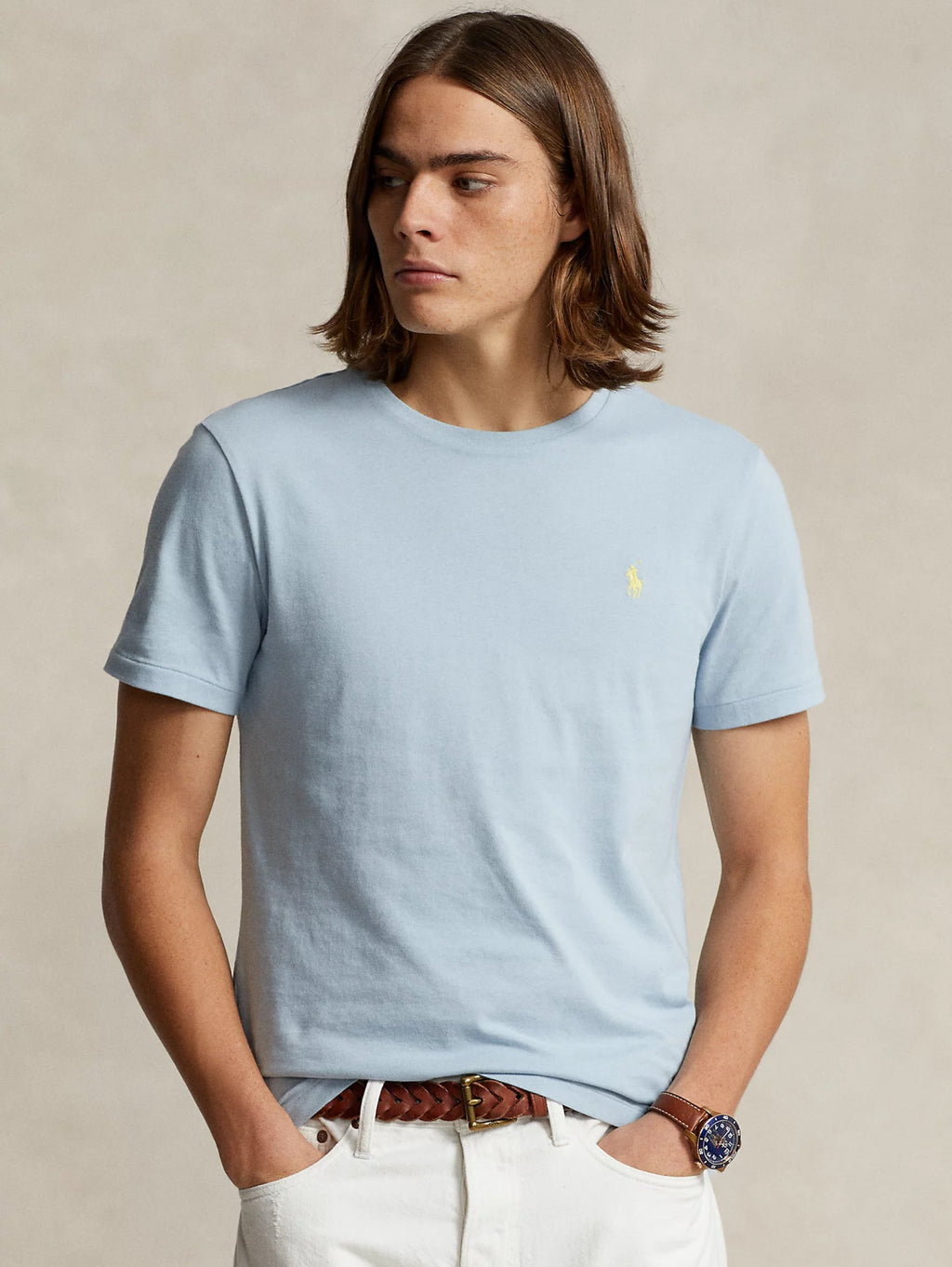 2026 New Arrival T-shirt Girocollo Custom Slim Fit Blu