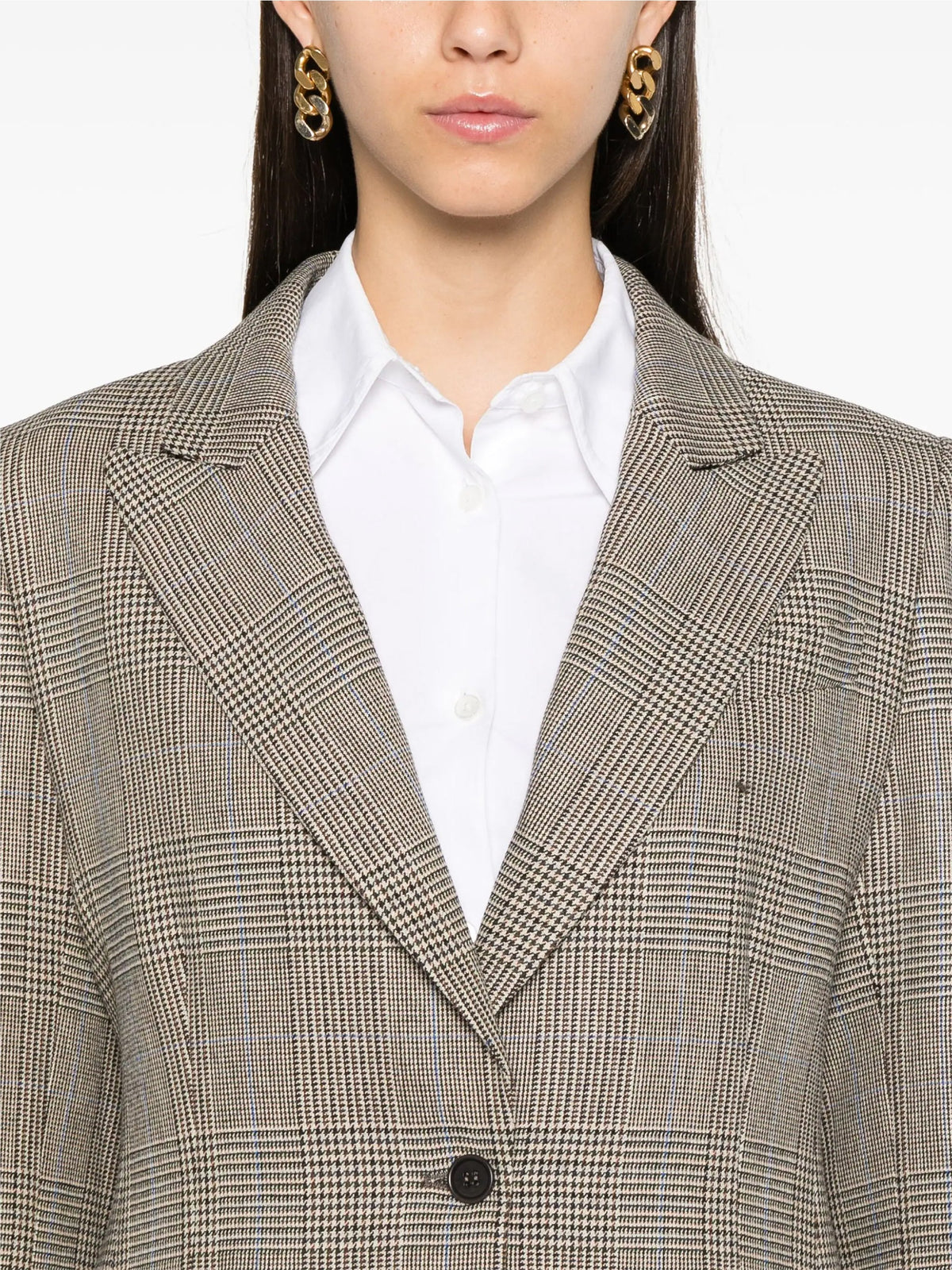 2026 New Arrival Giacca un Petto Fantasia Check Marrone