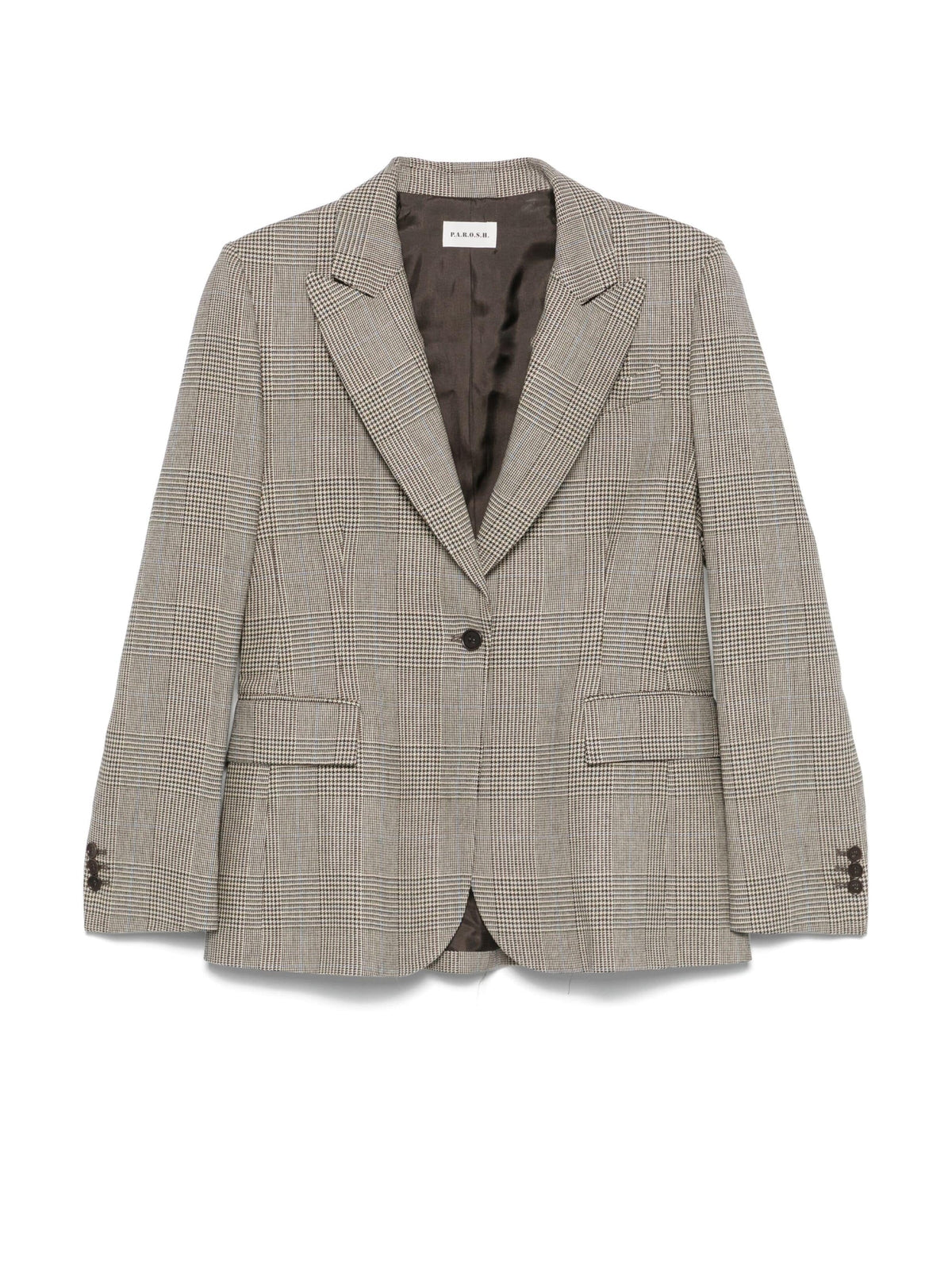 2026 New Arrival Giacca un Petto Fantasia Check Marrone