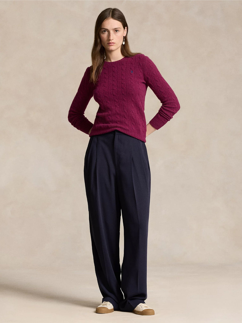 2026 New Arrival Maglia a Trecce in Misto Cashmere Prugna