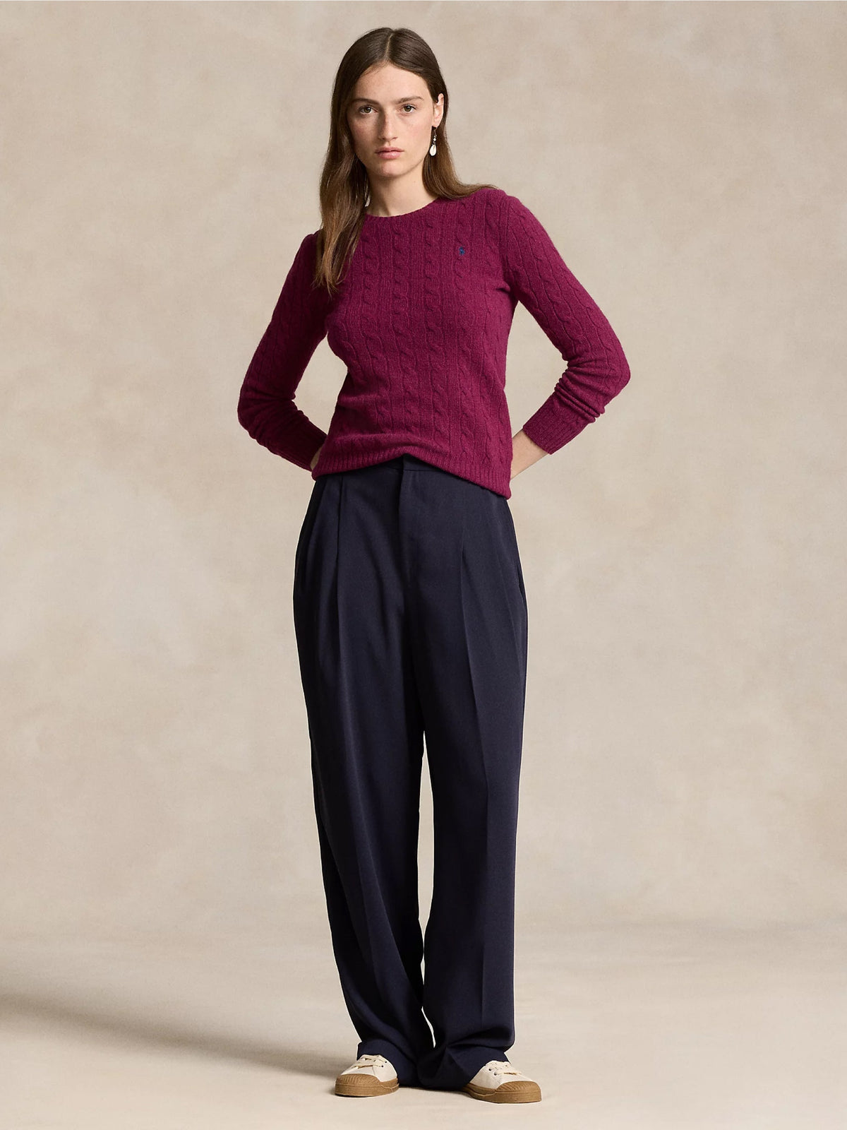2026 New Arrival Maglia a Trecce in Misto Cashmere Prugna