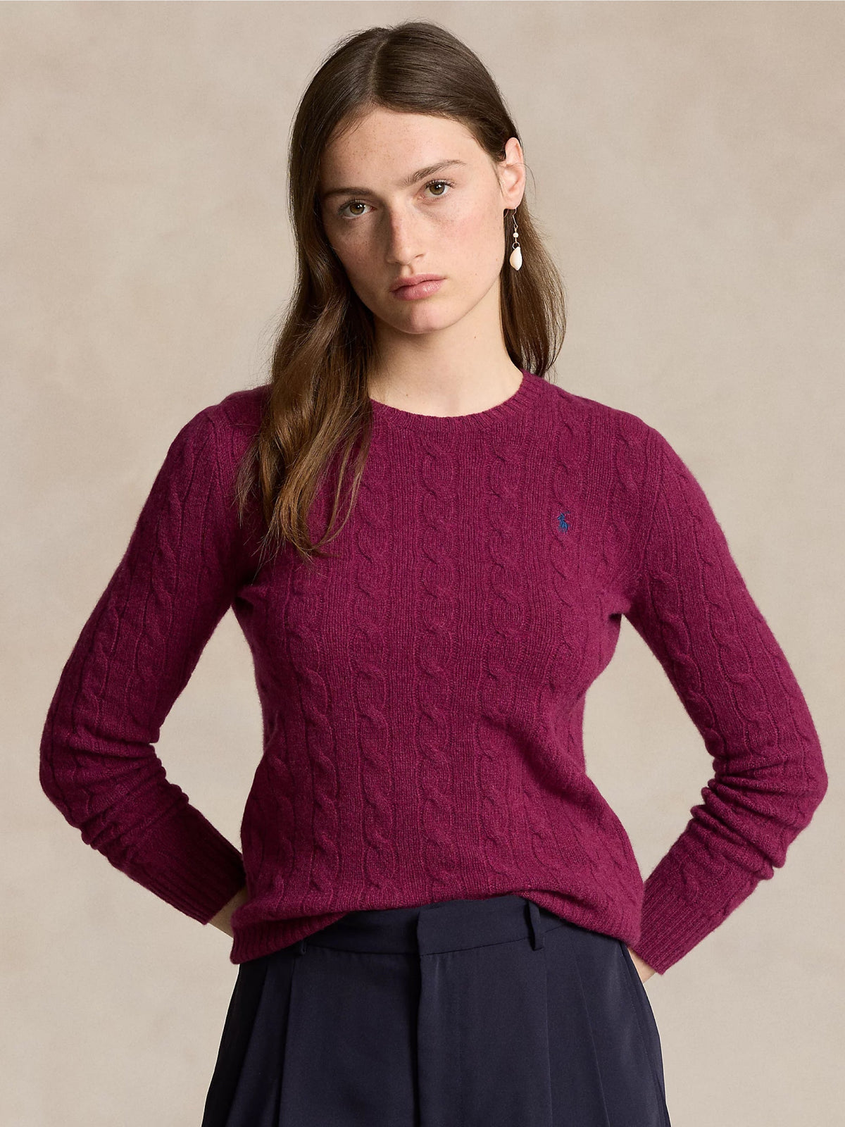 2026 New Arrival Maglia a Trecce in Misto Cashmere Prugna