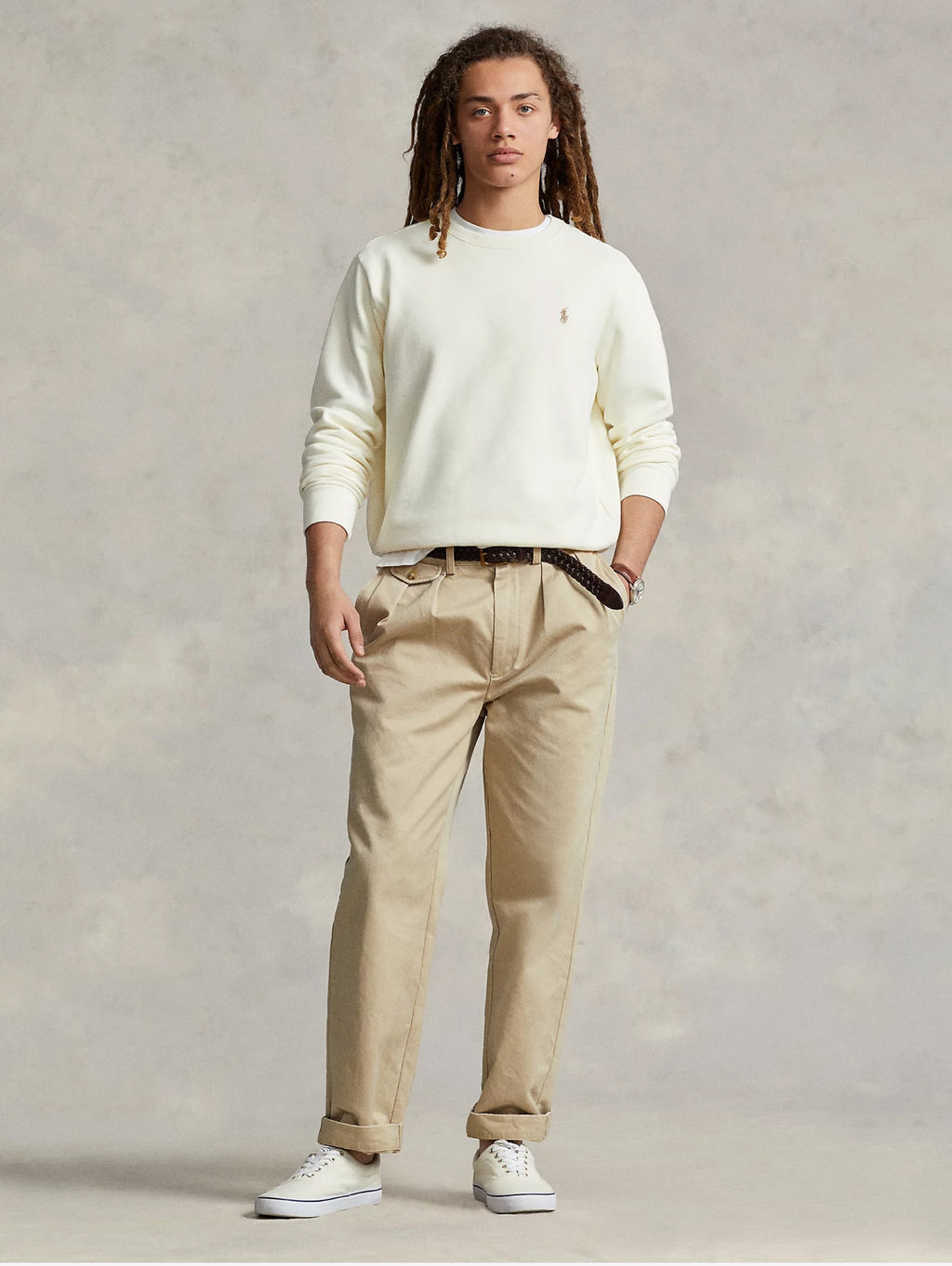 2026 New Arrival Felpa Girocollo in Cotone Loopback Crema