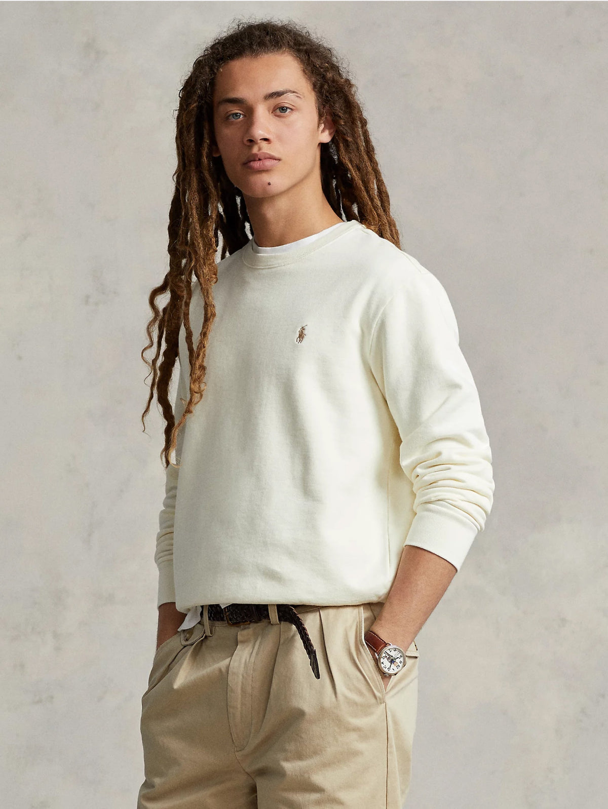 2026 New Arrival Felpa Girocollo in Cotone Loopback Crema