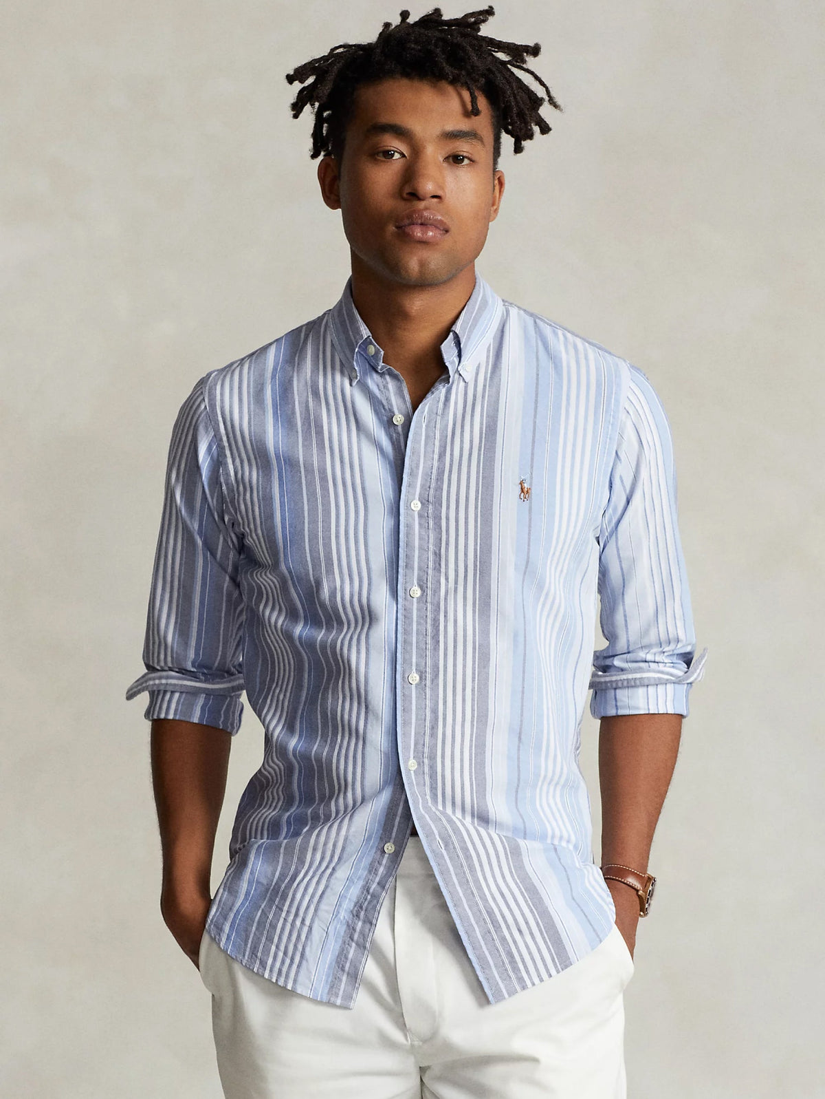 2026 New Arrival Camicia a Righe Oxford Blu/Grigio