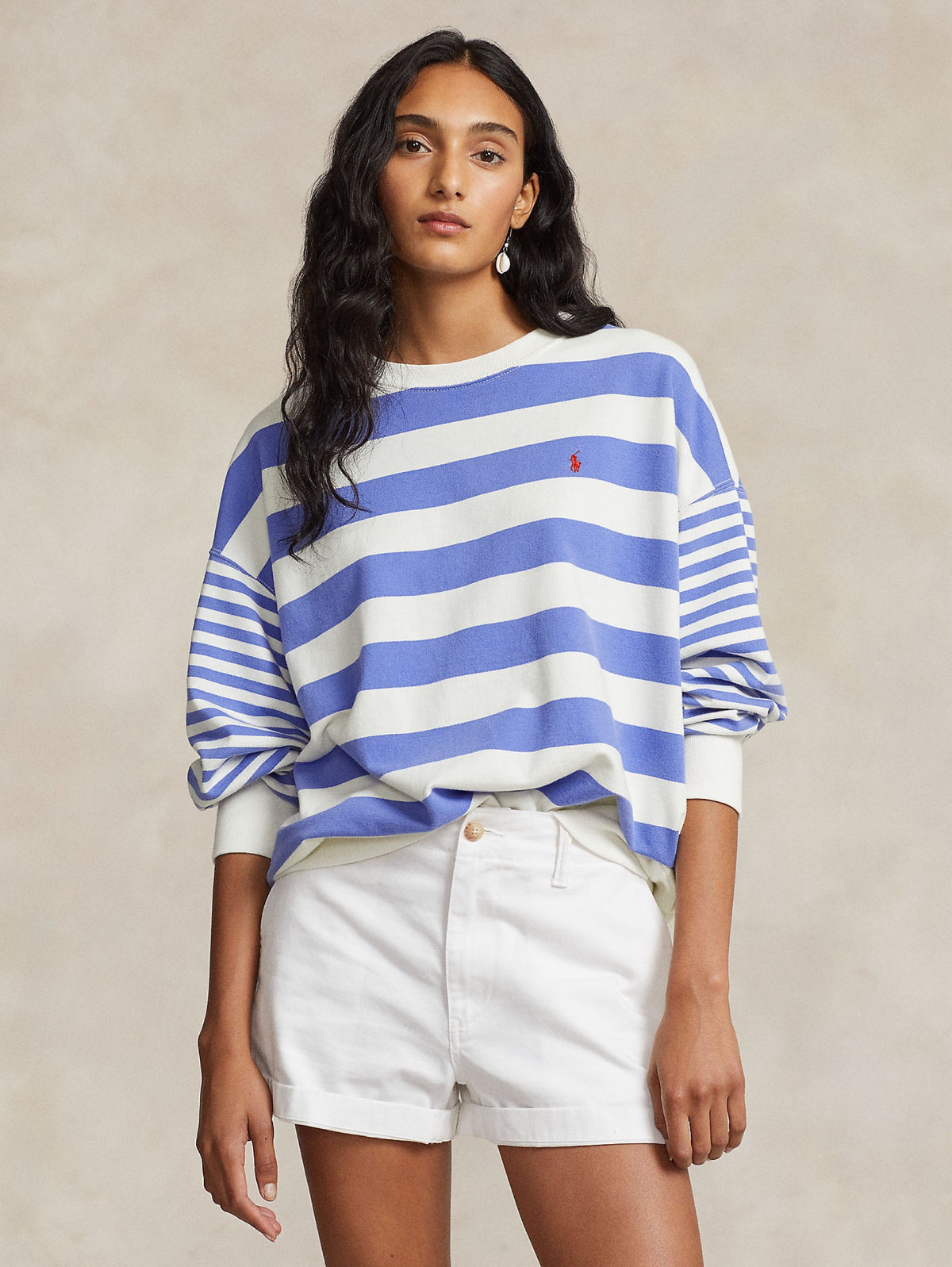 2026 New Arrival Felpa in Cotone a Righe Bianco/Blu