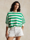 2026 New Arrival Felpa in Cotone a Righe Bianco/Verde