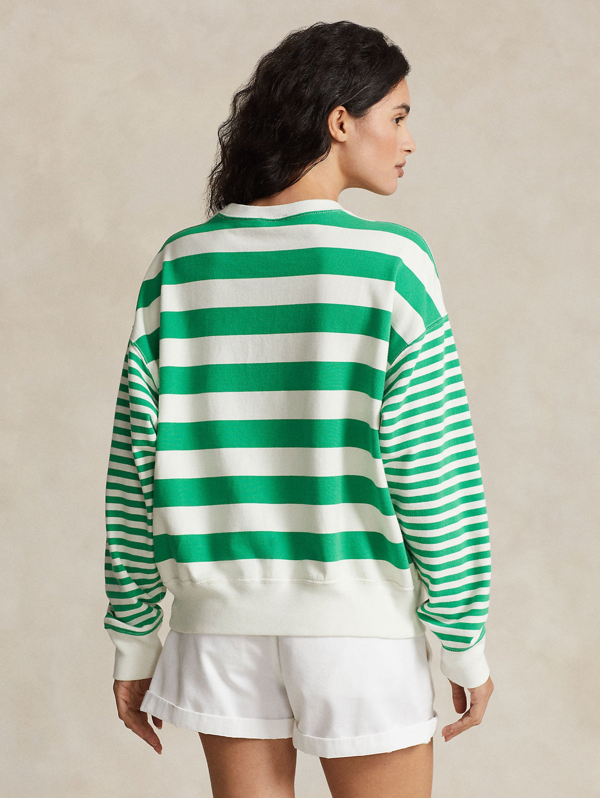 2026 New Arrival Felpa in Cotone a Righe Bianco/Verde