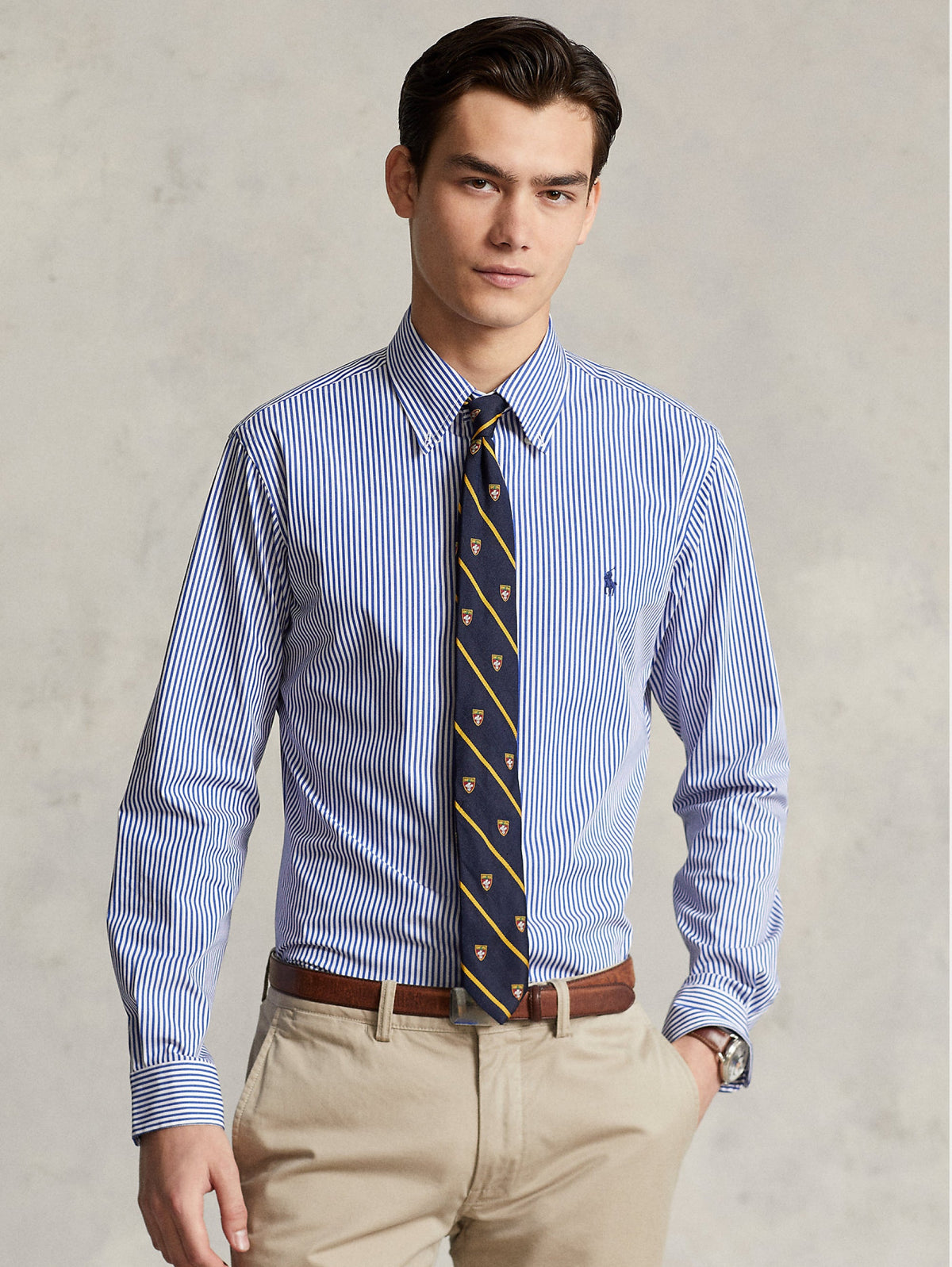 2026 New Arrival Camicia a Righe Custom Fit Blu/Bianco