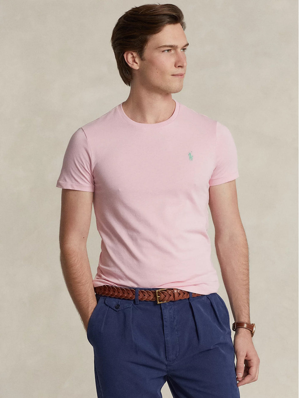 2026 New Arrival T-shirt Girocollo Custom Slim Fit Rosa