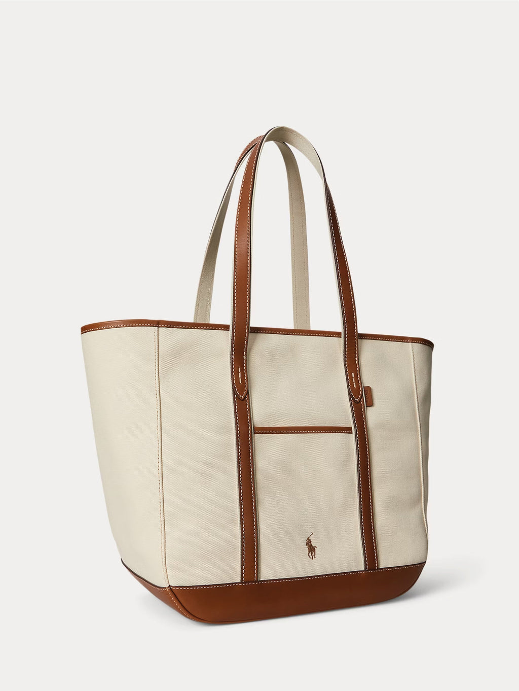 2026 New Arrival Shopper Tote in Tela e Pelle Ecr/Cuoio