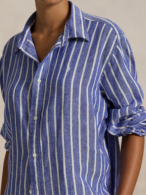 2026 New Arrival Camicia a Righe in Lino Blu/Bianco