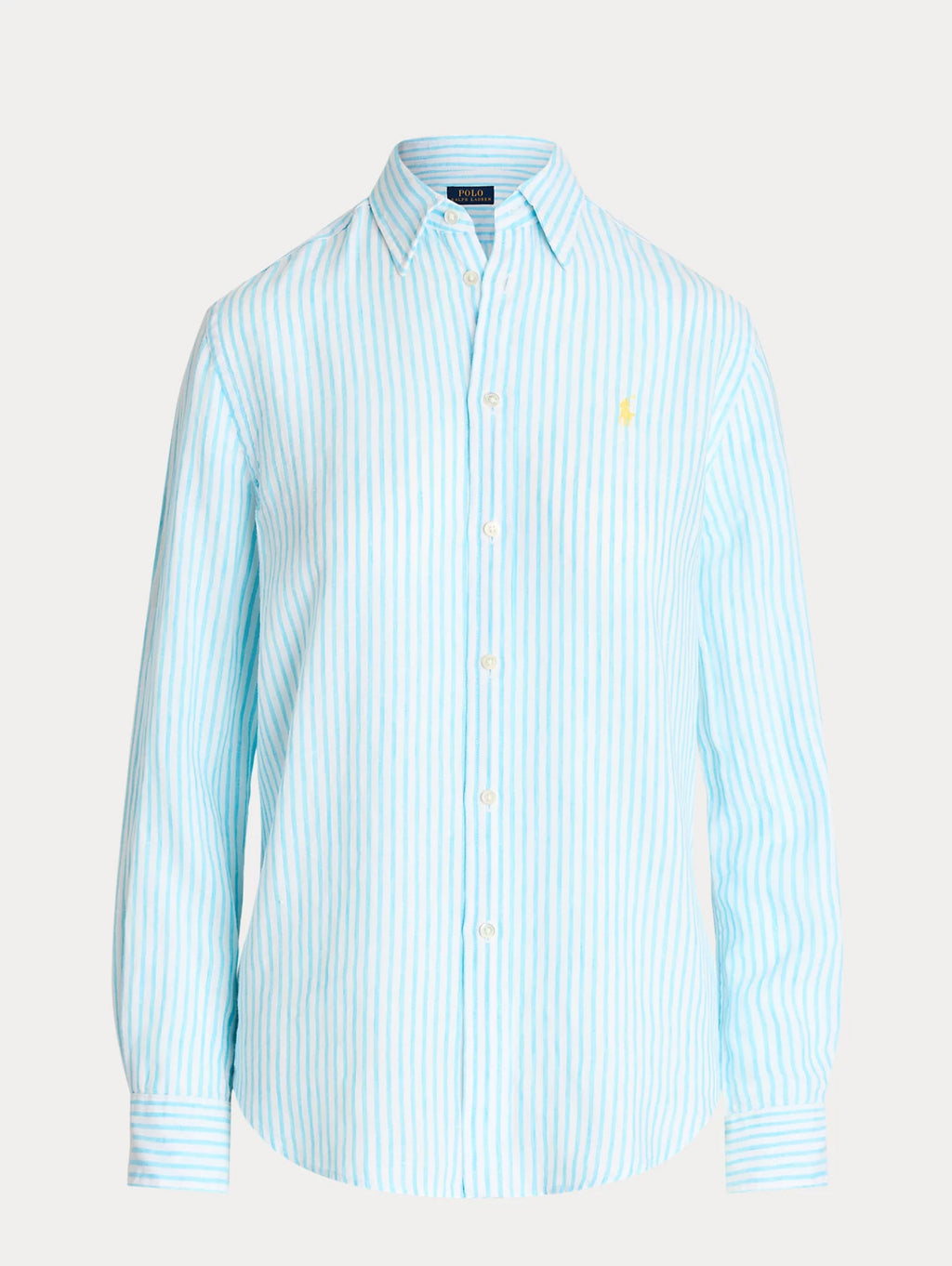 2026 New Arrival Camicia a Righe in Lino Turchese/Bianco