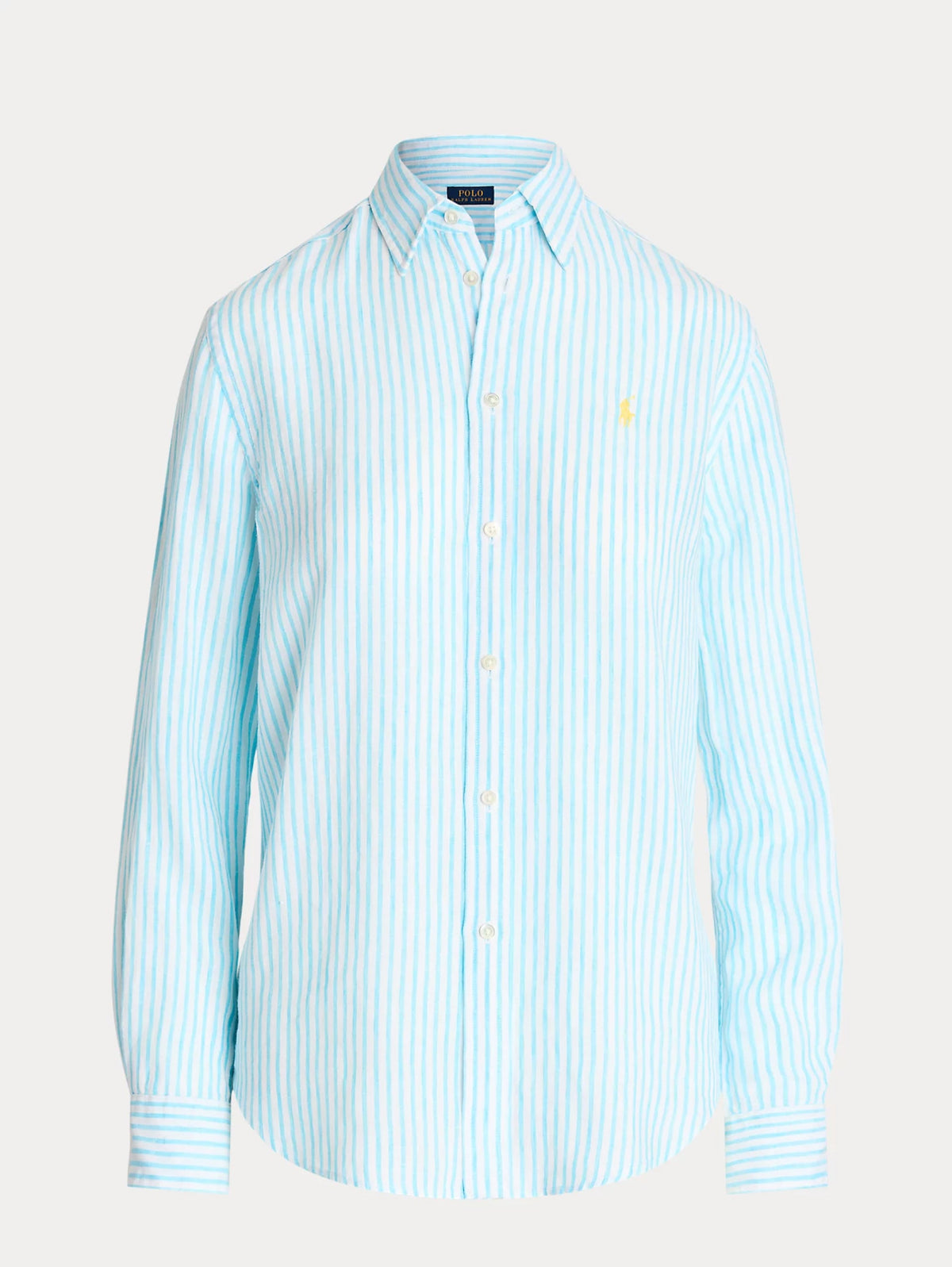 2026 New Arrival Camicia a Righe in Lino Turchese/Bianco