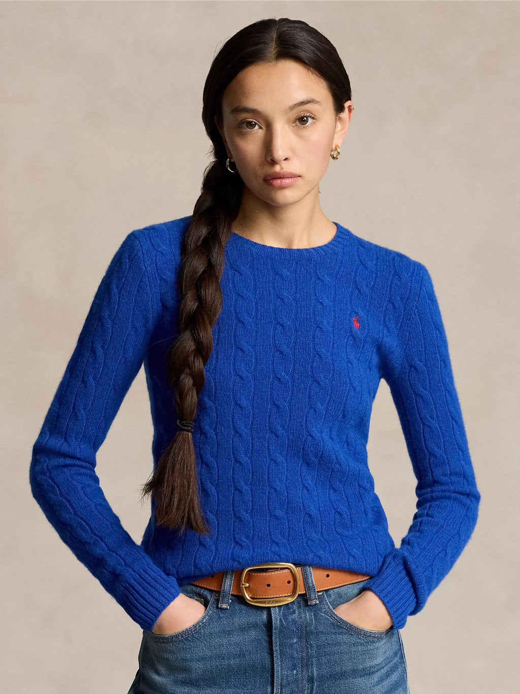2026 New Arrival Maglia a Trecce in Misto Cashmere Blu Royal