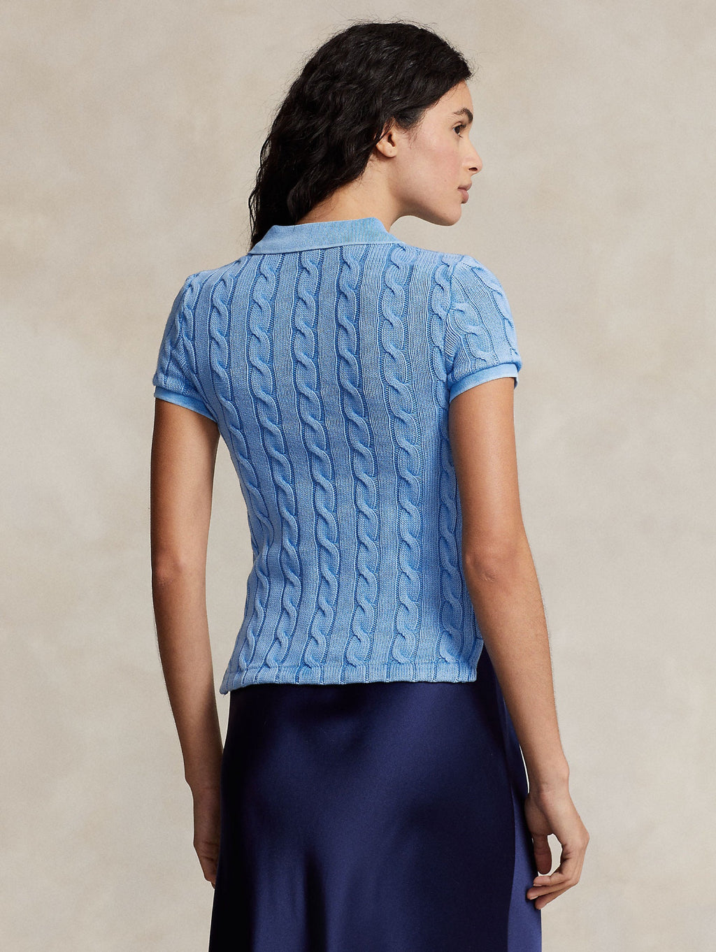 2026 New Arrival Polo in Maglia a Trecce Slim Fit Blu