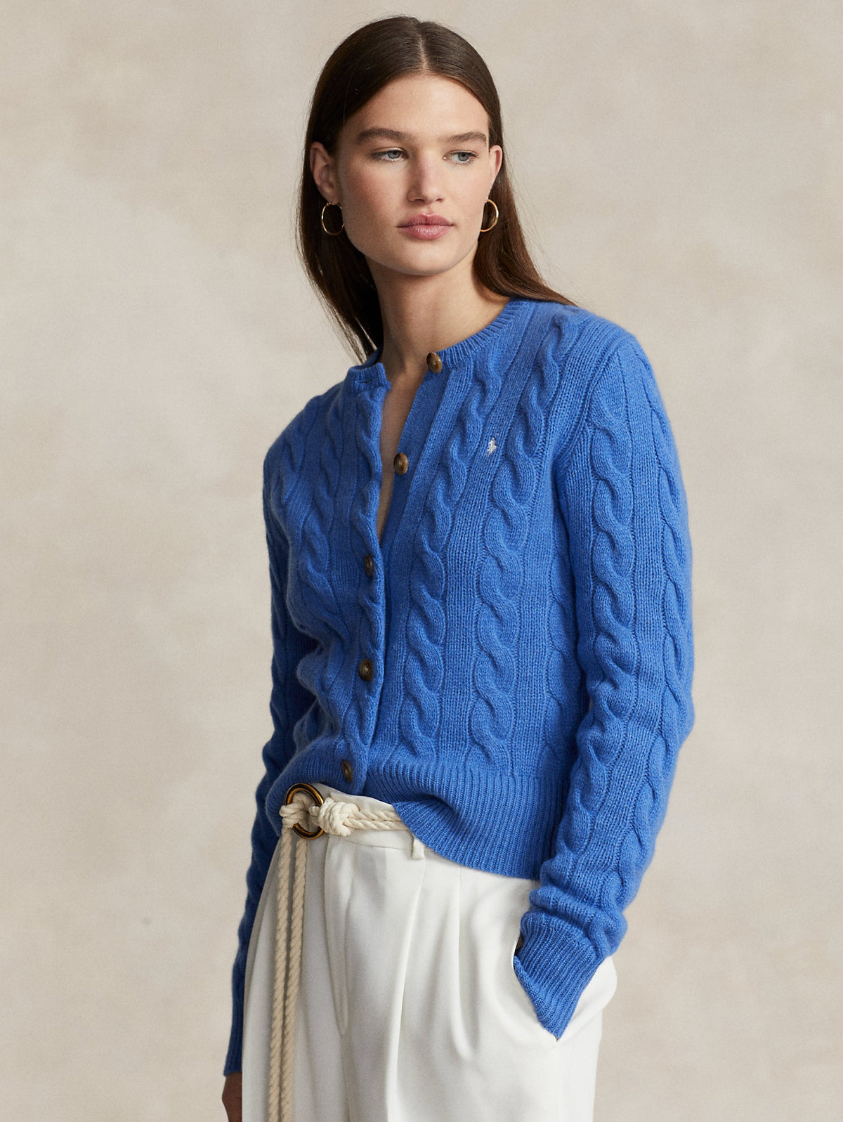 2026 New Arrival Cardigan a Trecce con Chiusura Smerlata Blu