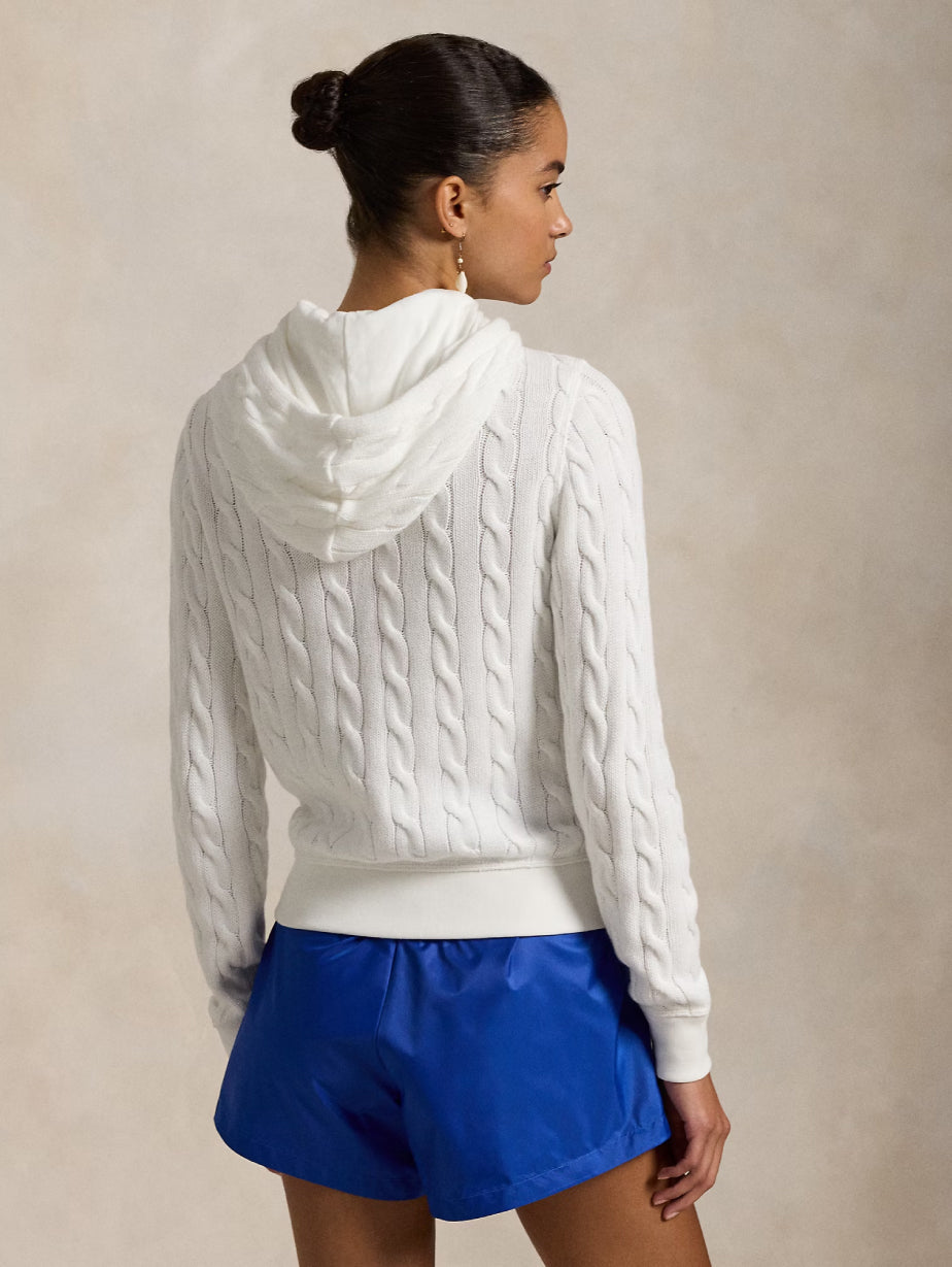 2026 New Arrival Felpa a Trecce con Cappuccio Bianco