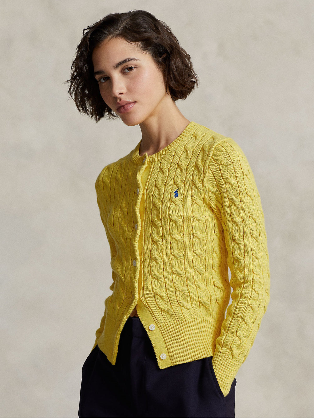 2026 New Arrival Cardigan a Trecce Giallo