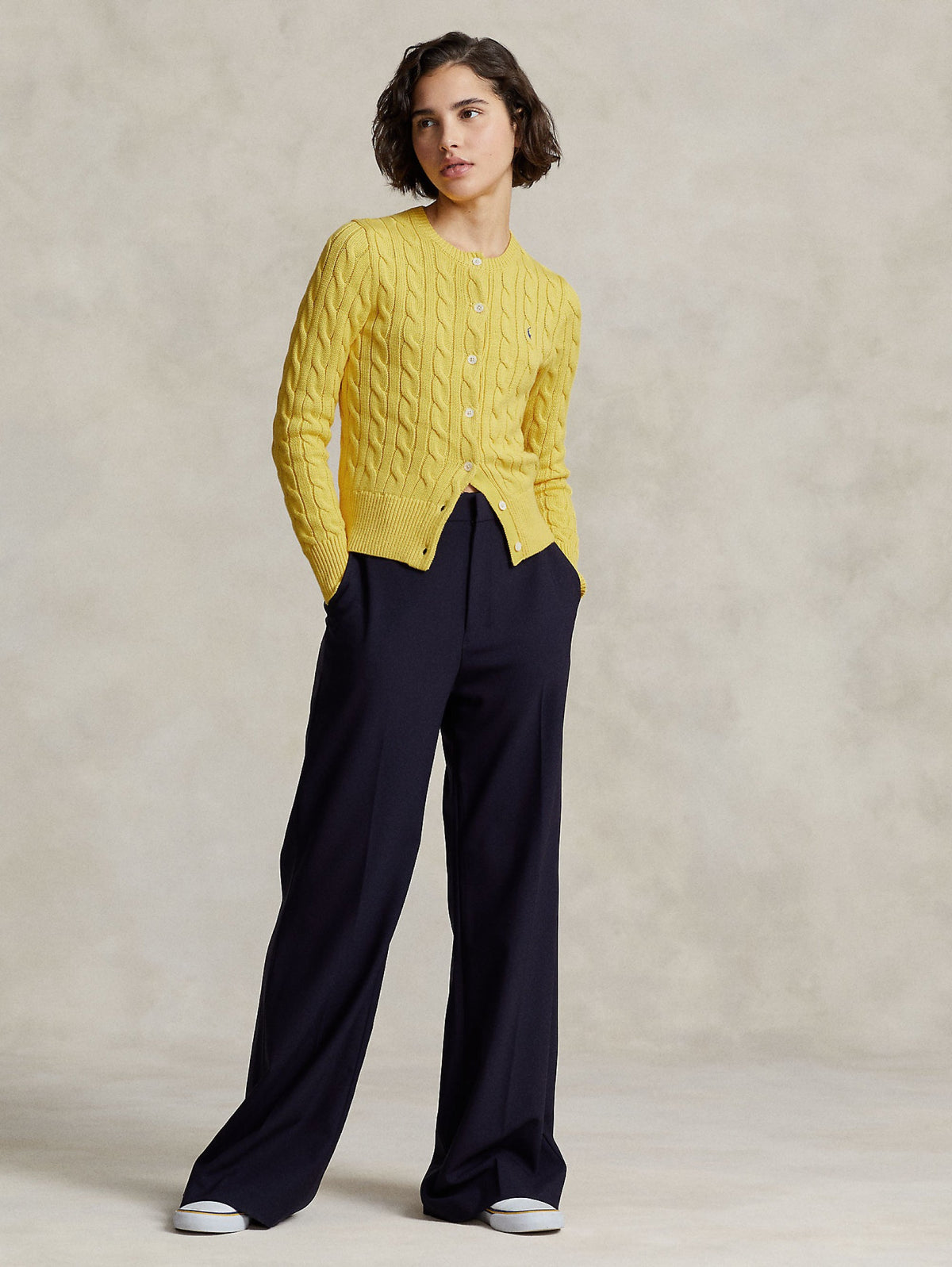 2026 New Arrival Cardigan a Trecce Giallo