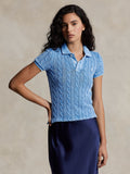 2026 New Arrival Polo in Maglia a Trecce Slim Fit Blu