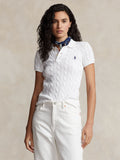 2026 New Arrival Polo in Maglia a Trecce Slim Fit Bianco