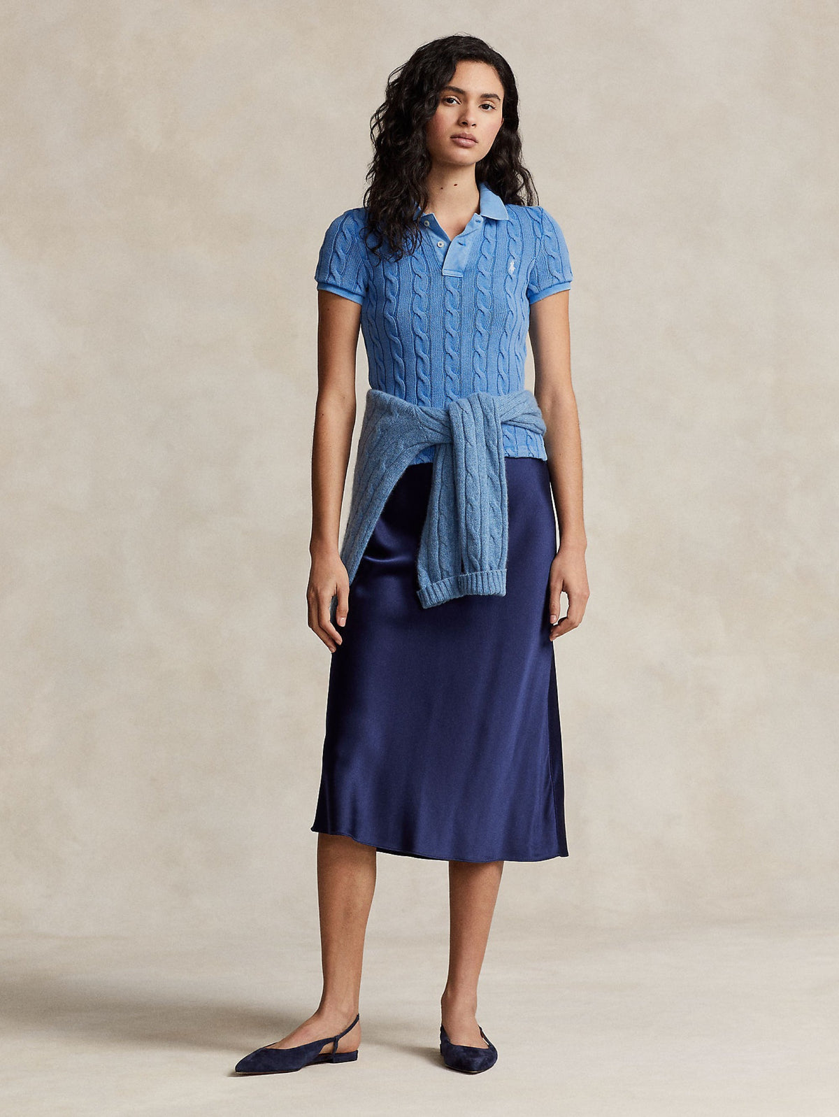 2026 New Arrival Polo in Maglia a Trecce Slim Fit Blu