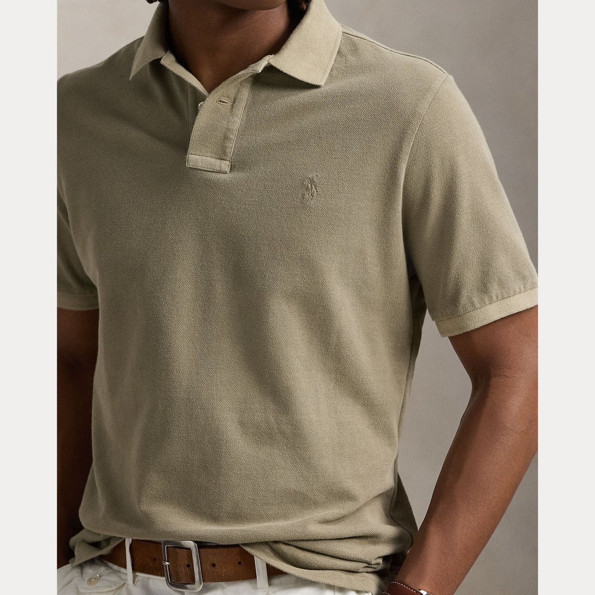 2026 New Arrival Polo Tinta in Capo Custom Slim Fit Oliva