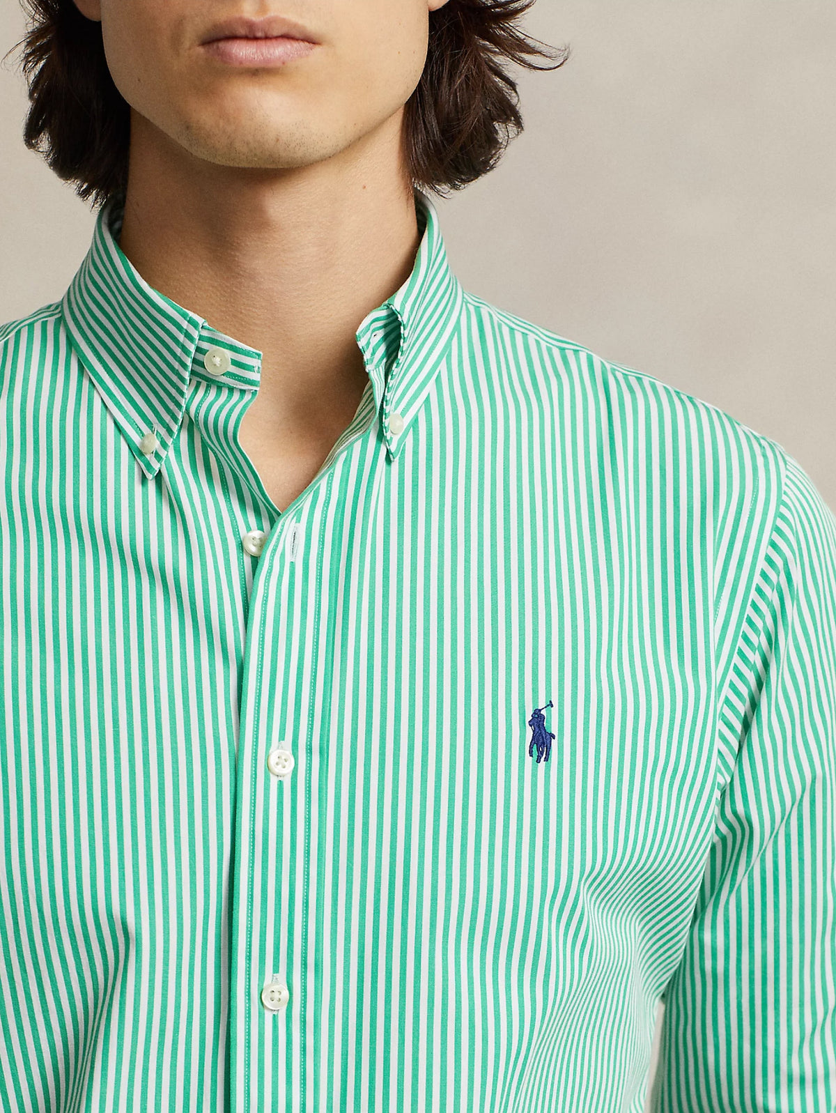 2026 New Arrival Camicia in Popeline Elasticizzato a Righe Verde/Bianco