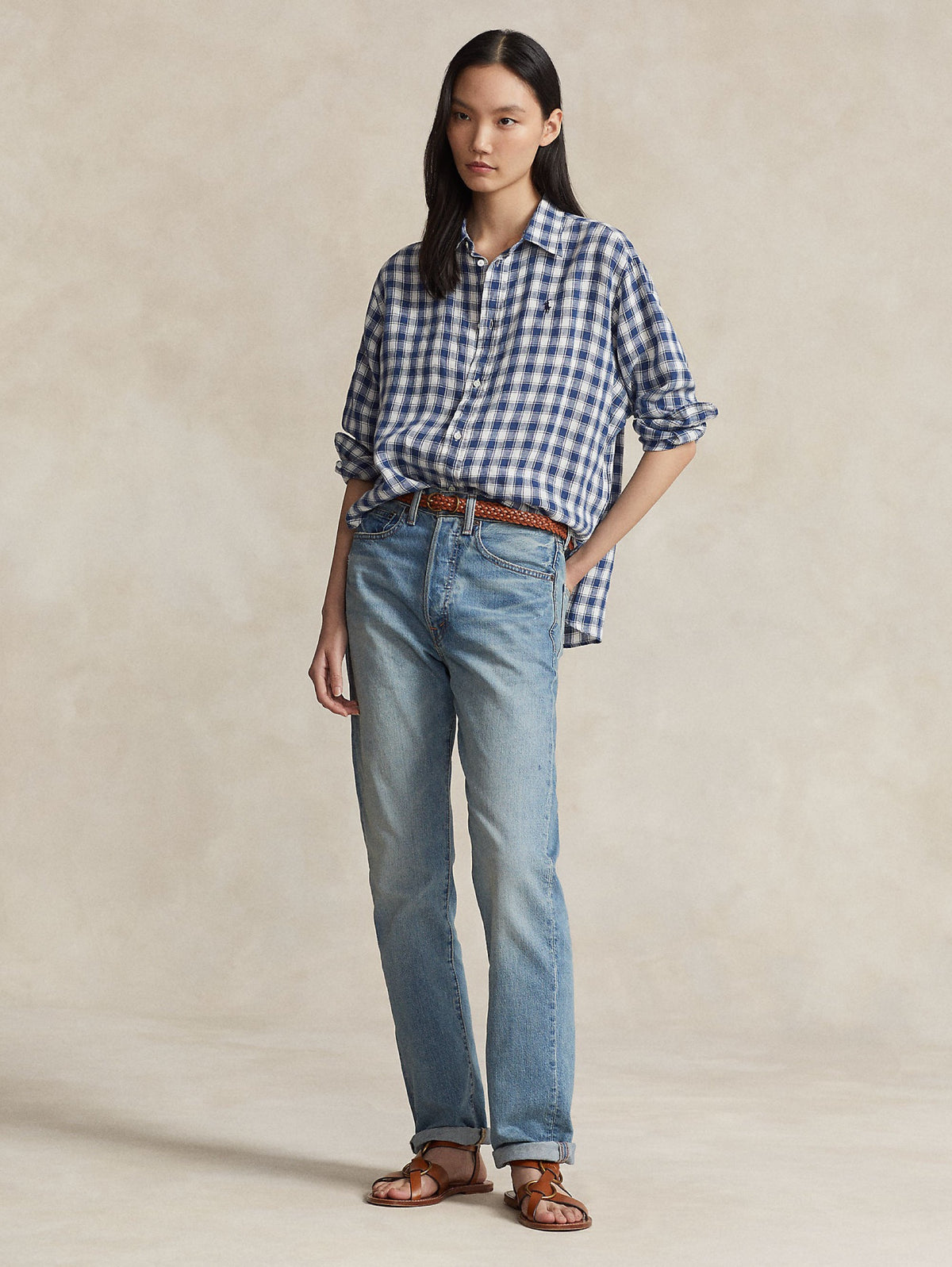 2026 New Arrival Camicia Oversize Vichy Blu/Bianco