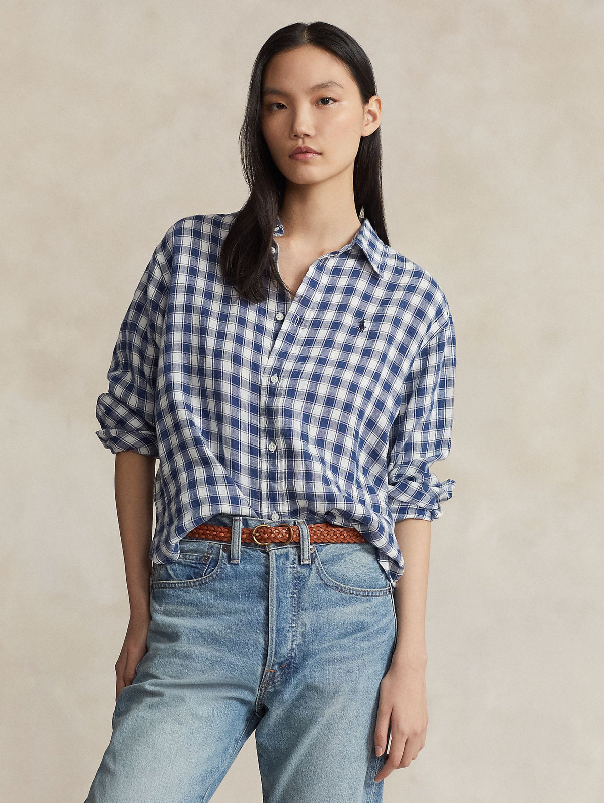 2026 New Arrival Camicia Oversize Vichy Blu/Bianco