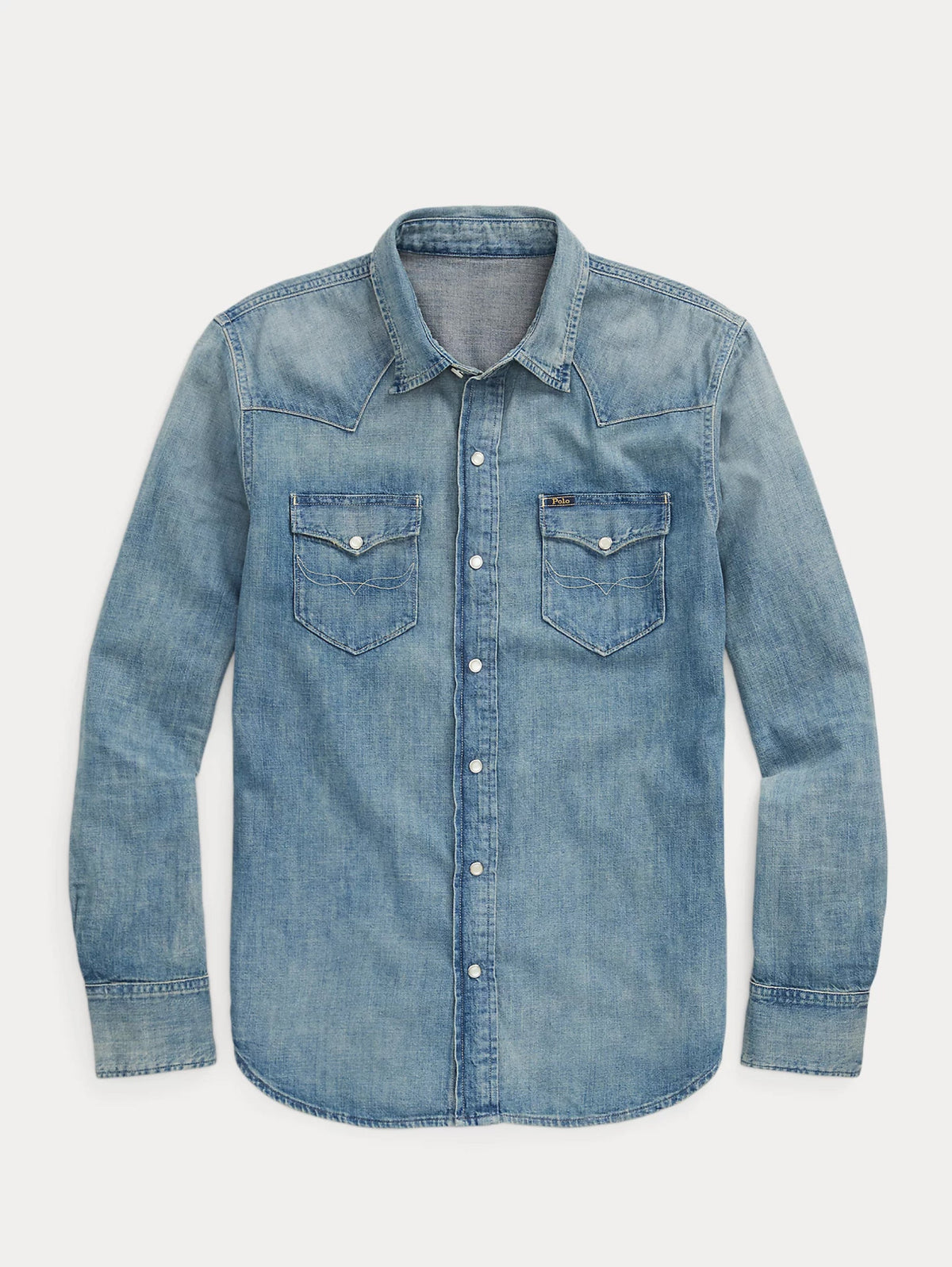 2026 New Arrival Camicia Western con Tasche Applicate Blu