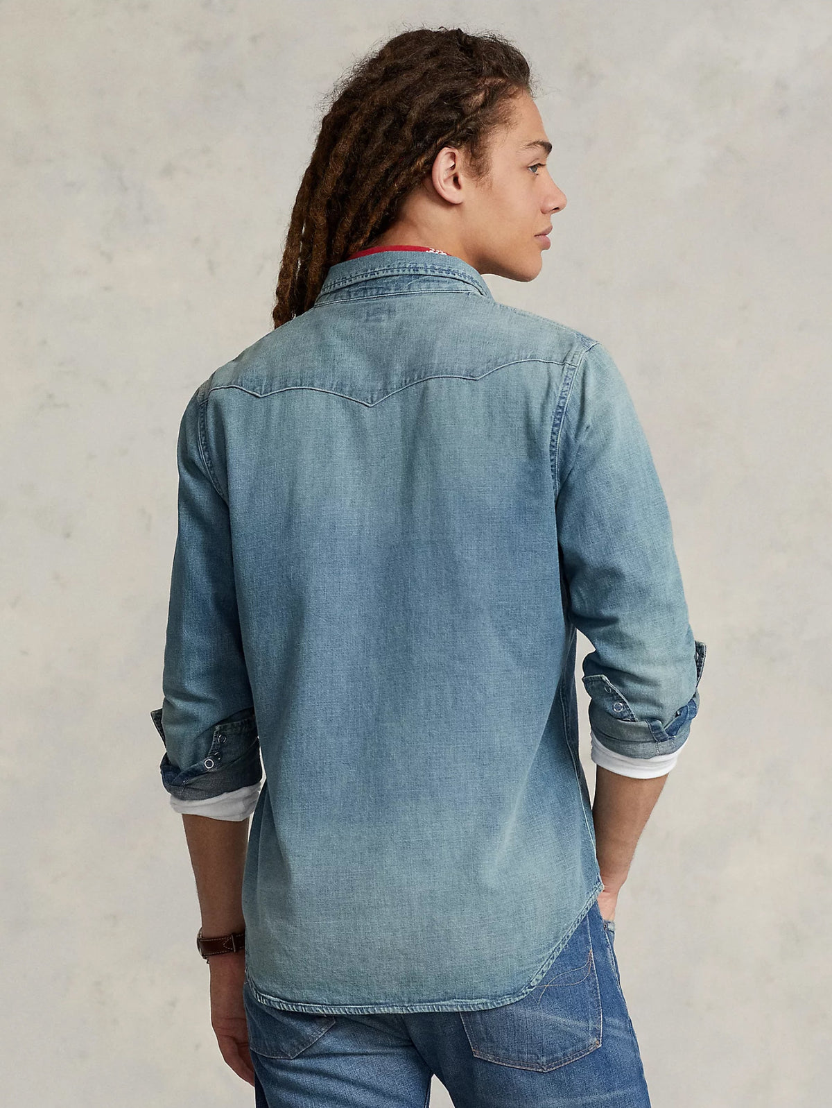 2026 New Arrival Camicia Western con Tasche Applicate Blu