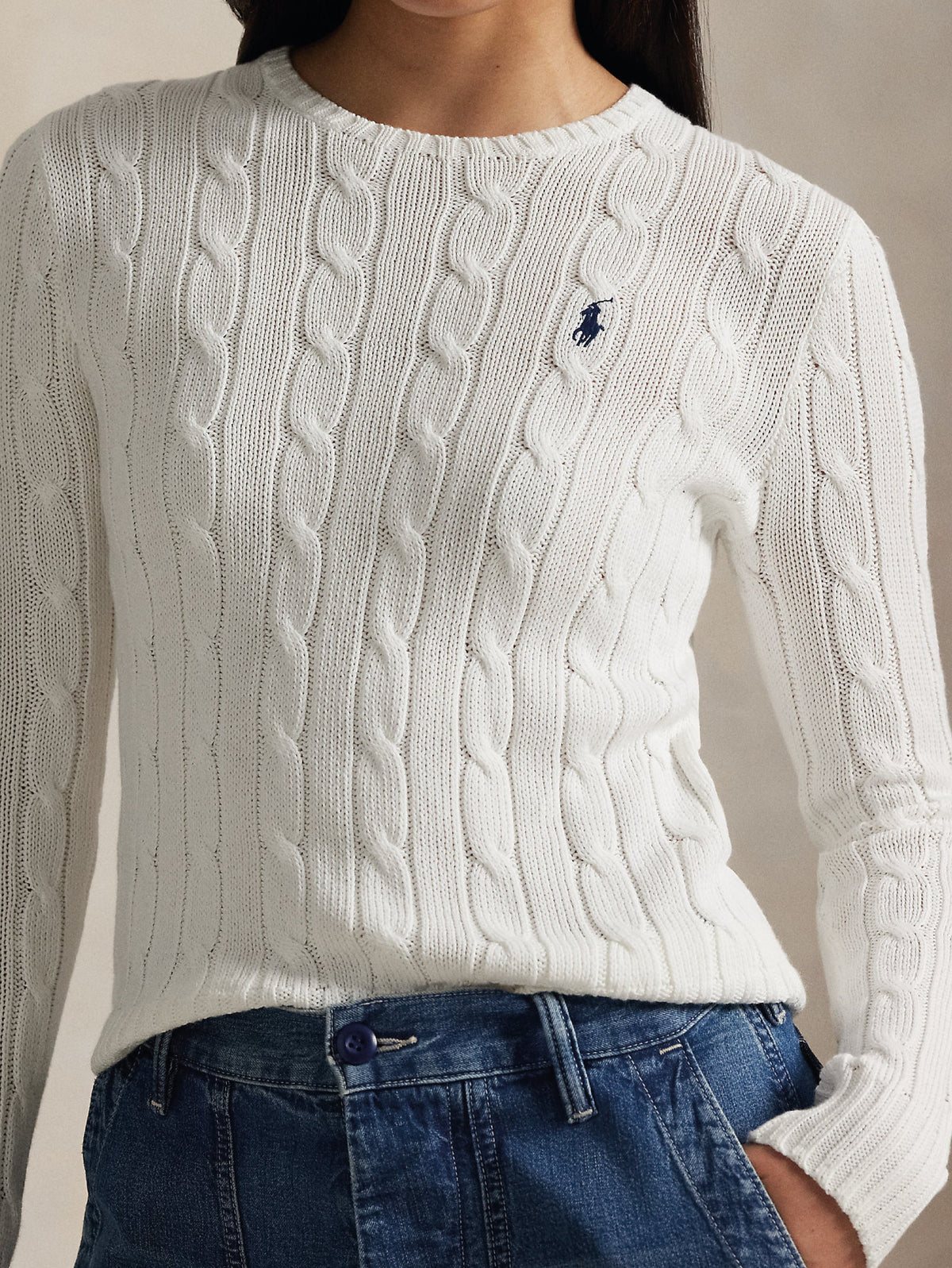 2026 New Arrival Maglione a Trecce Relaxed Fit Bianco