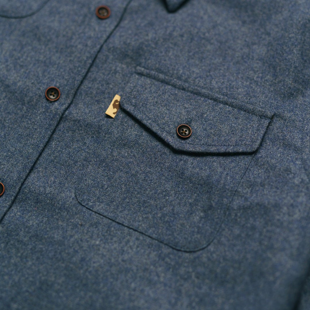 2026 New Arrival Gunnison Wool-Blend Solid Flannel Shirt | Heather Blue