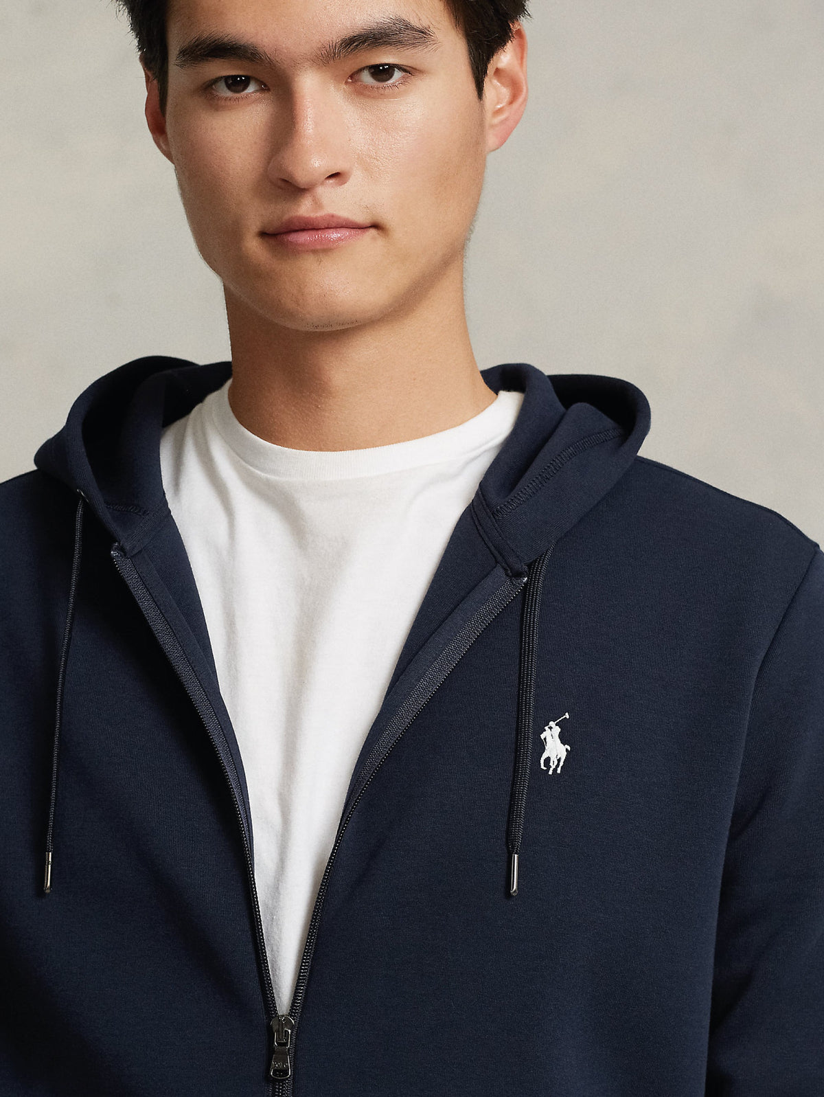 2026 New Arrival Felpa con Cappuccio e Zip in Maglia Doppia Blu