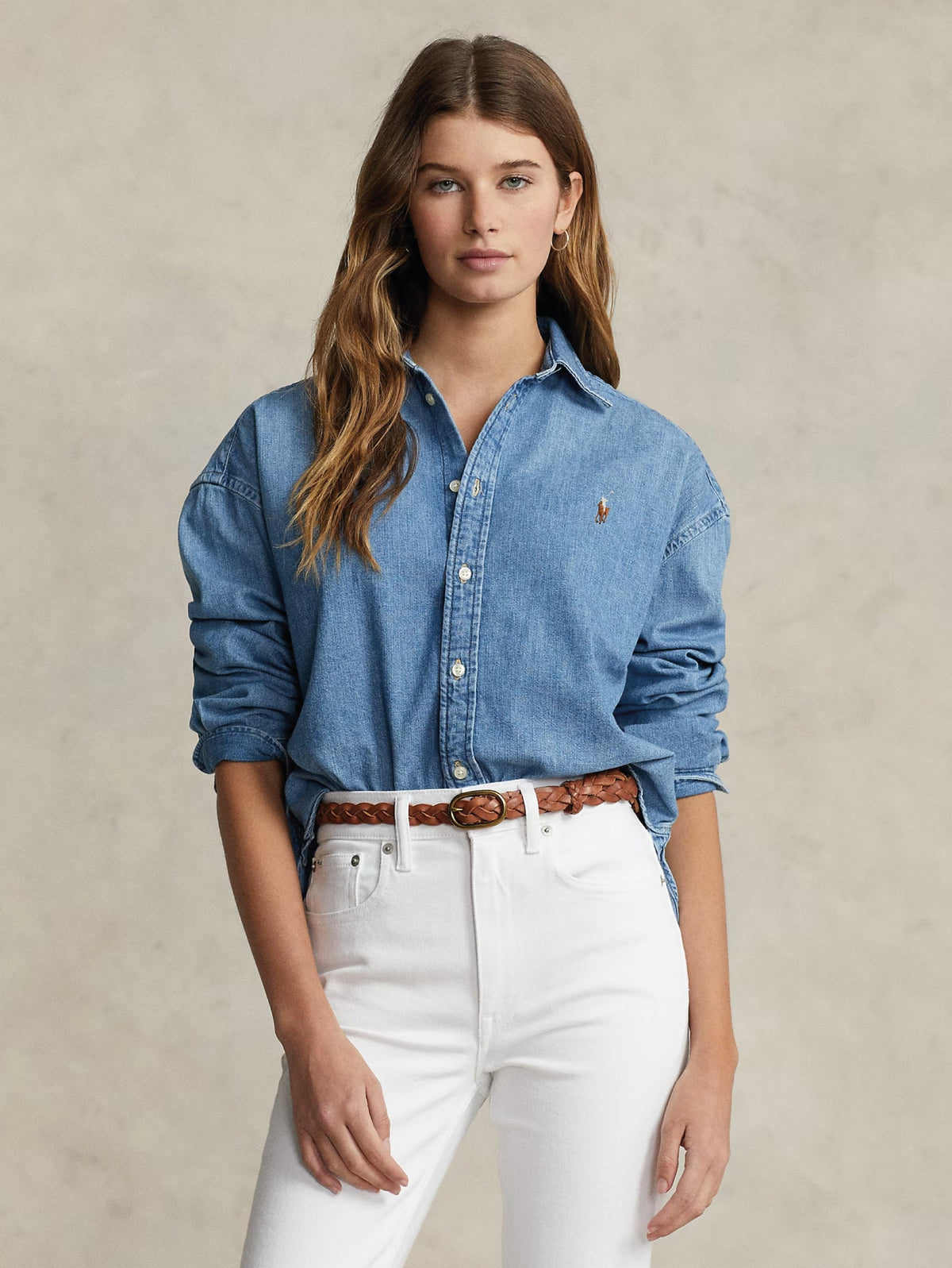 2026 New Arrival Camicia in Leggero Twill Ampia e Corta Blu