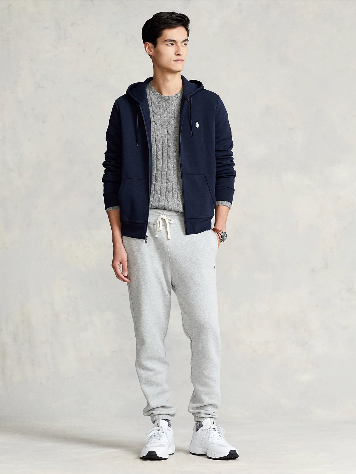 2026 New Arrival Felpa con Cappuccio e Zip in Maglia Doppia Blu