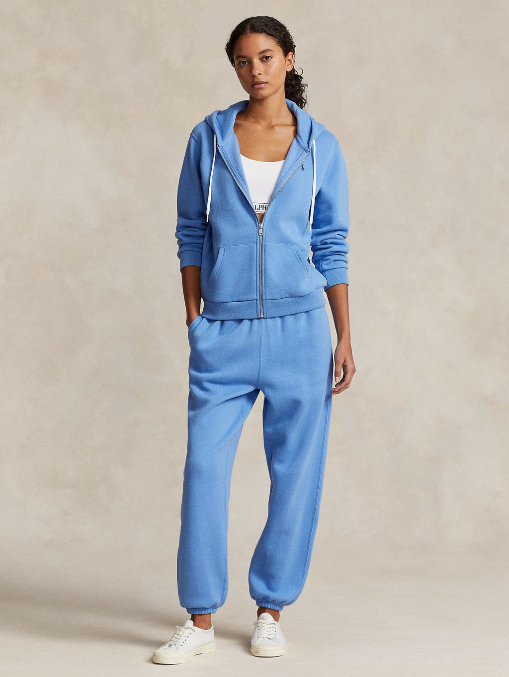 2026 New Arrival Felpa con Cappuccio Full Zip Celeste