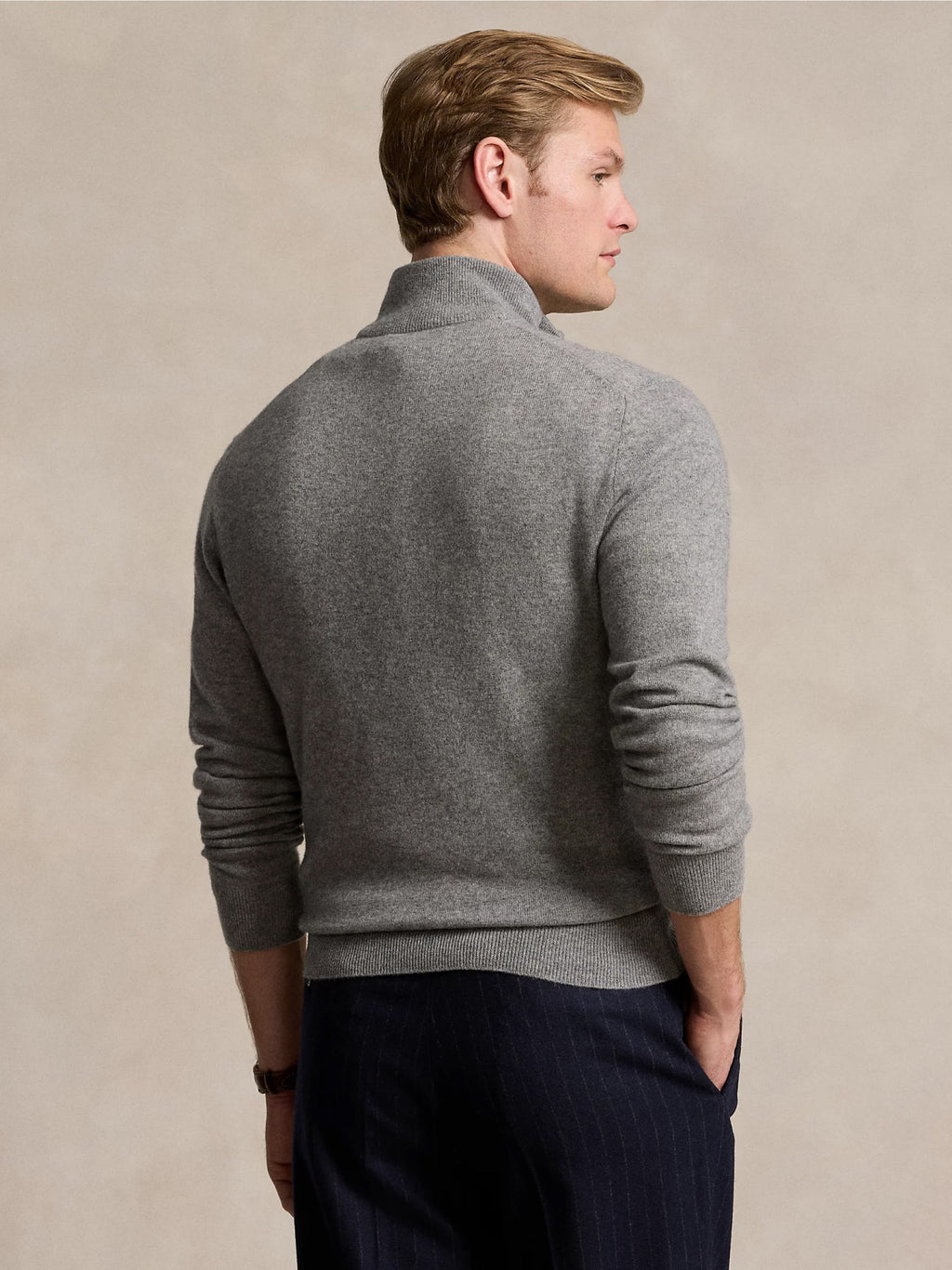 2026 New Arrival Maglia con Mezza Zip in Lana Grigio